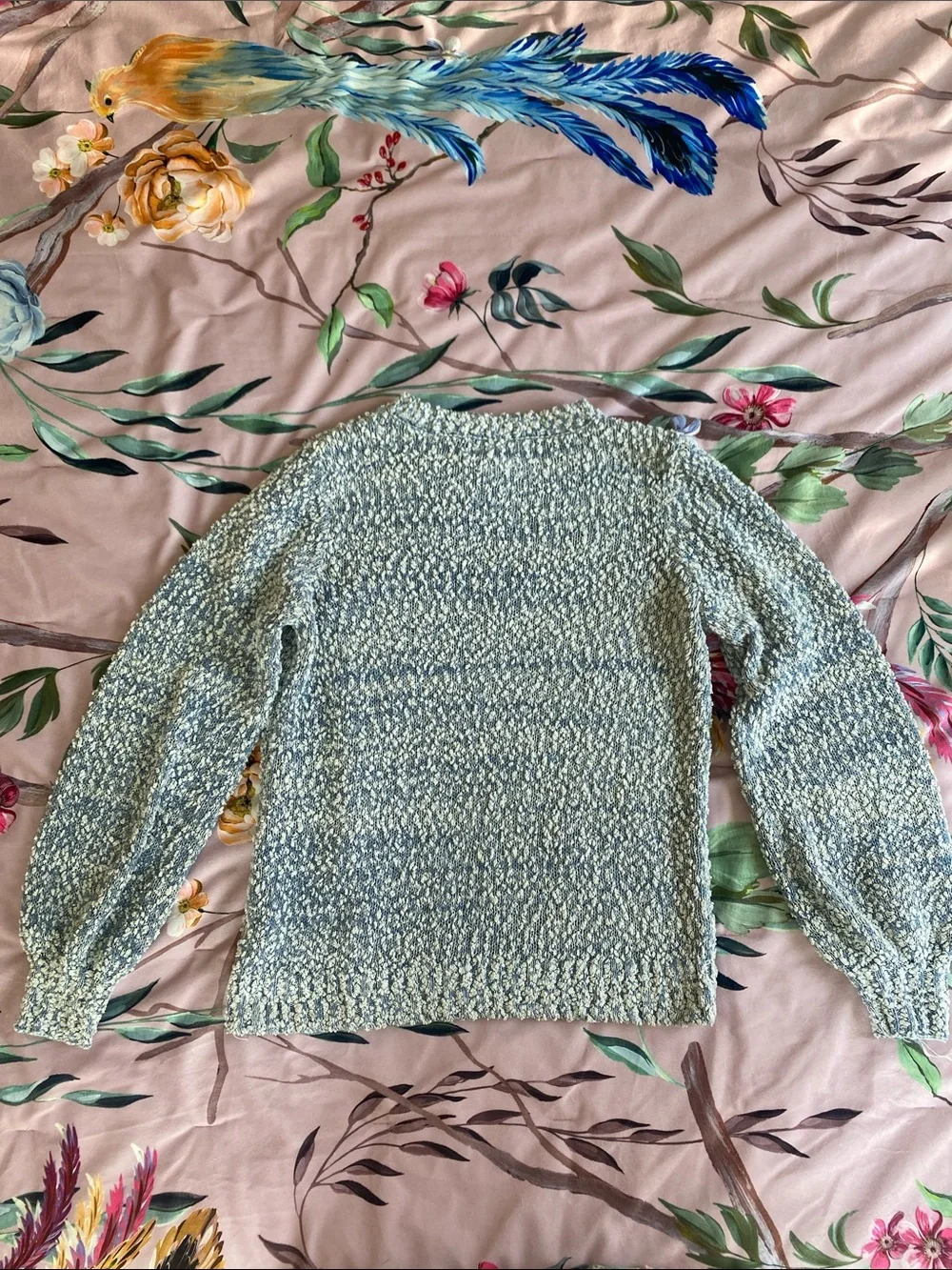 Light Blue Textured Crewneck Sweater